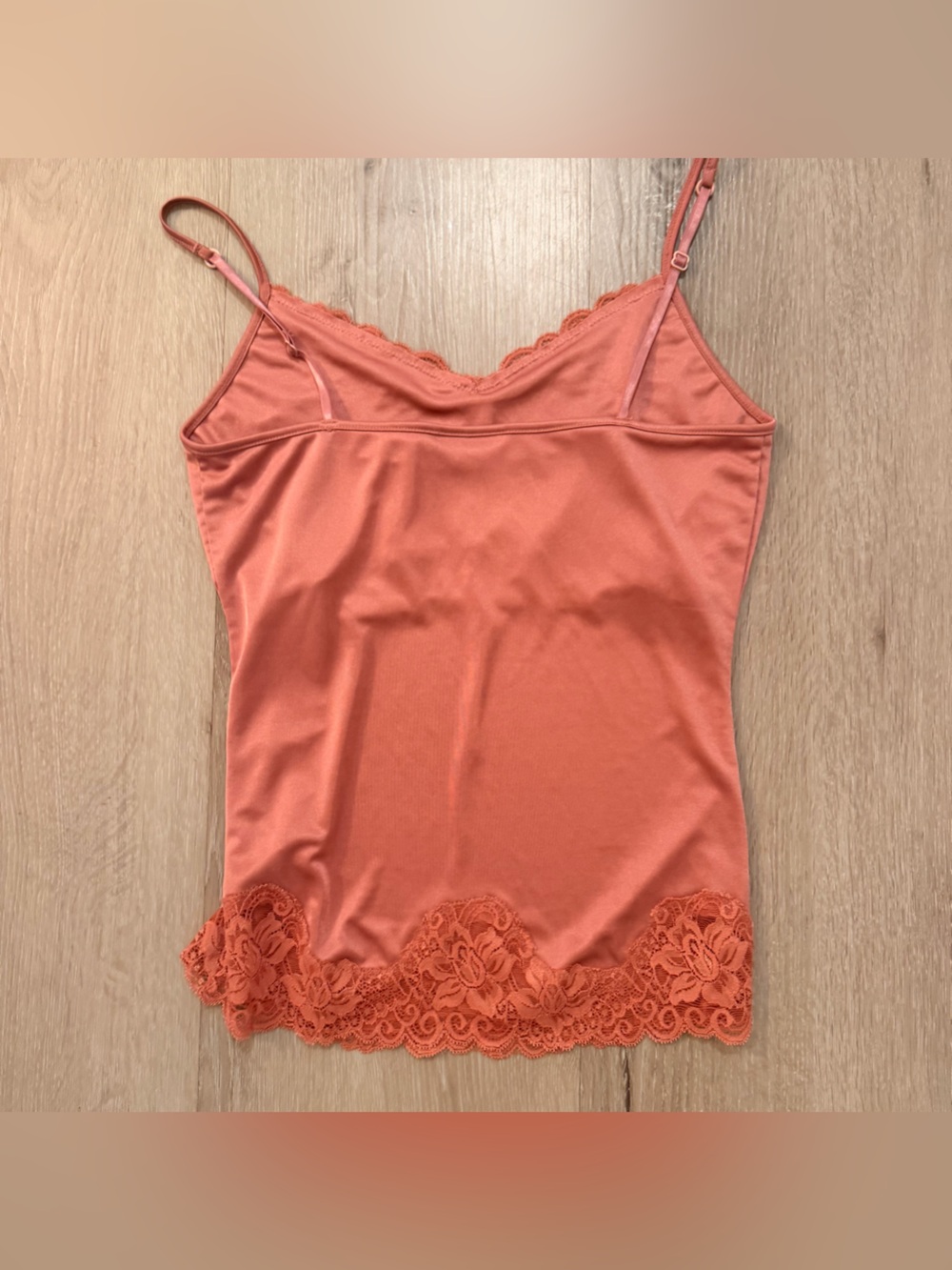 Vintage The Limited Satin Lace Cami Top - Coral Pink / Orange (Size S) - Picture 5 of 5